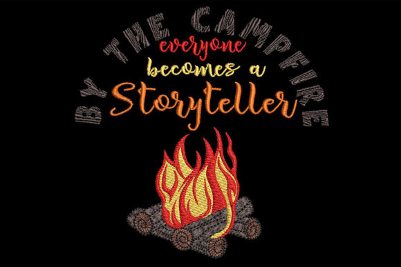 Campfire Embroidery with a Quote