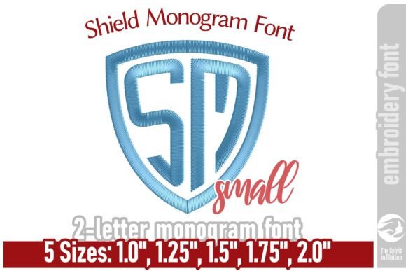 Shield Monogram Embroidery Font - Small